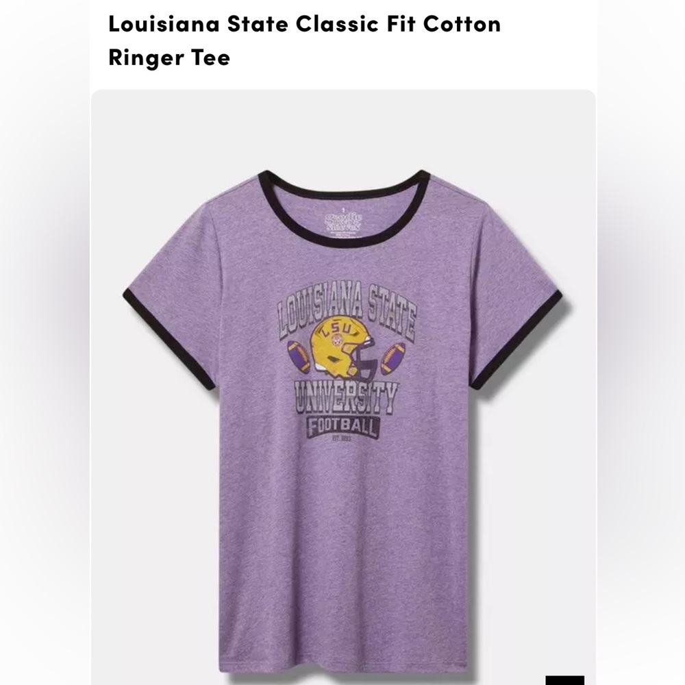 Torrid Purple LSU Ringer Tee, size 2